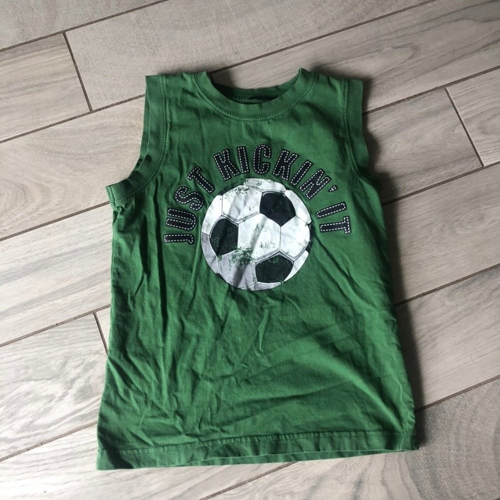 Gymboree boys size 8 green tank top soccer design
